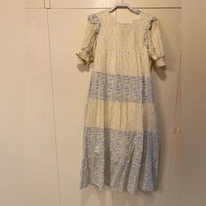 English Factory Yellow and Light Blue Floral Maxi Dress
